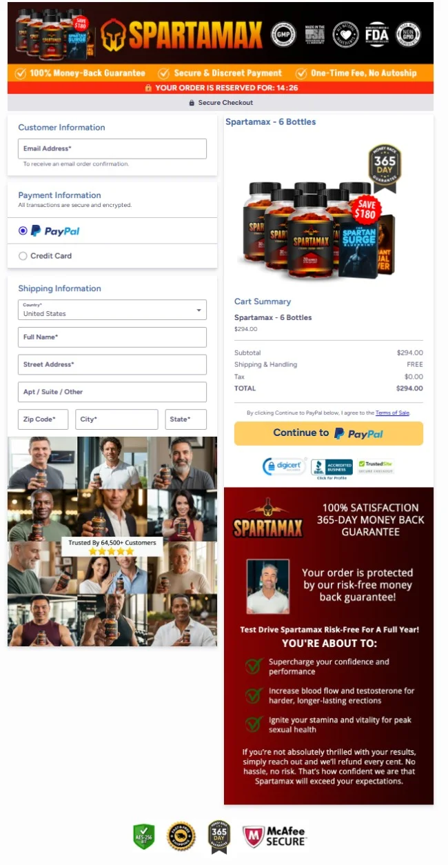 SpartaMax Secure Payment — Official Order Checkout
